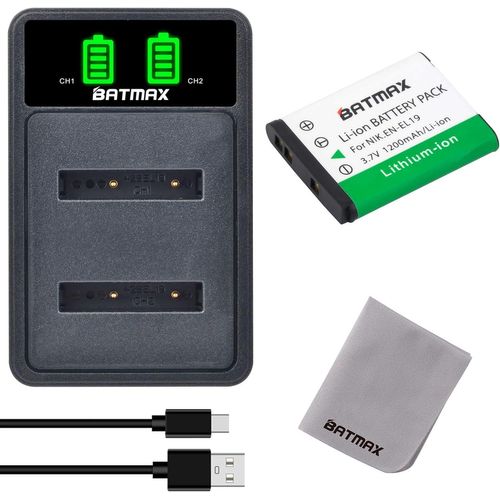 EN-EL19 en EL19 Batterie et Chargeur avec USB Port pour Nikon Coolpix S33 W150 S2500 S2600 S2700 S2800 S3100 S3200 S3300 S3400 S3500 S3600 S3700 S6400 S6500 S6600 S6800 S6900 A100