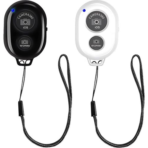 Lot de 2 déclencheurs à distance sans fil pour appareil photo,selfie pour photos et vidéos,télécommande sans fil pour iPhone/Android,dragonne et batterie incluses
