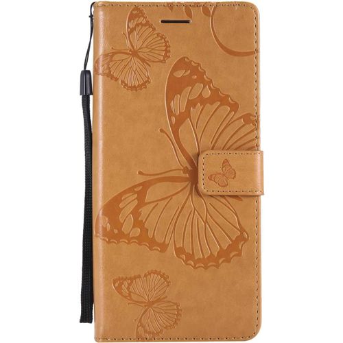 Kalanka-Coque Pour Galaxy Note 9, Papillon Imprimé Pu En Cuir Coque Magnétique Portefeuille Tpu Étui Housse Pour Samsung Galaxy Note 9 - Jaune