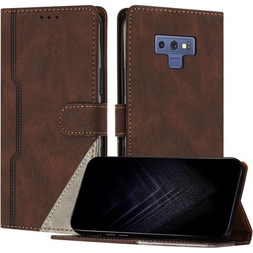 Kalanka-Étui Pour Samsung Galaxy Note 9, Housse En Cuir Pu Avec [Protection Antichoc Tpu] [Fonction Support] [Porte-Cartes ] Antichoc Magnétique Coque Pour Galaxy Note 9 - Marron