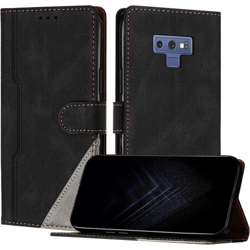 Kalanka-Étui Pour Samsung Galaxy Note 9, Housse En Cuir Pu Avec [Protection Antichoc Tpu] [Fonction Support] [Porte-Cartes ] Antichoc Magnétique Coque Pour Galaxy Note 9 - Noir