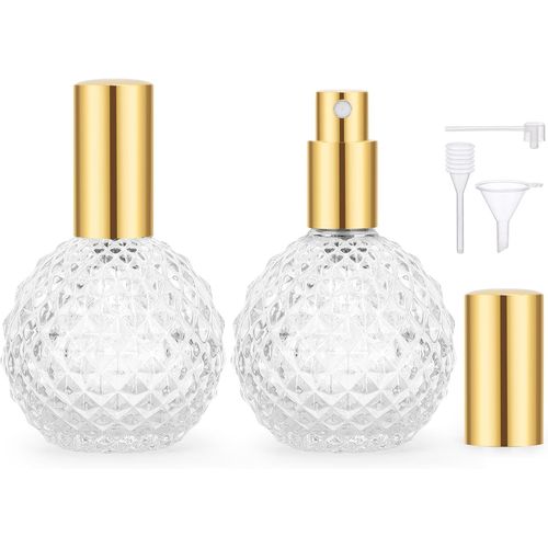 Kalanka-Vaporisateur Parfum Rechargeable, 2 Pièces 100ml Flacon Parfum Vide, Flacon Spray Verre Pour Parfum, Extracteur Diffuseur De Parfum (Transparent) 