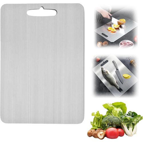 Kalanka-Planche A Decouper En Titane, Stainless Steel Cutting Board, Double Face Titanium Cutting Board, Fin Et Antidérapant Planche A Decouper, Applicable À Outils De Coupe De Cuisine