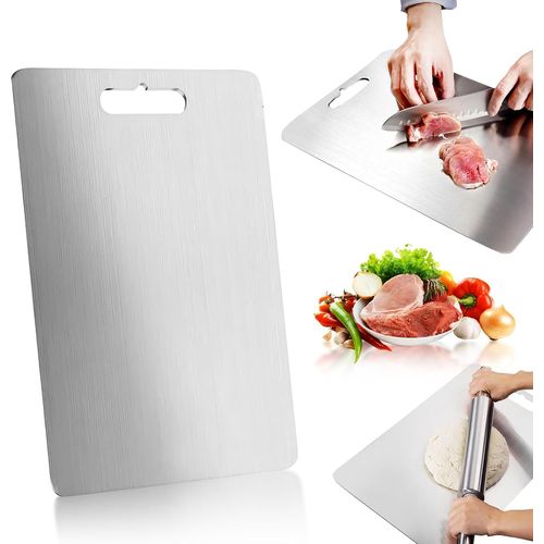 Kalanka-Planche À Découper En Titane - En Acier Inoxydable - Pour La Cuisine, La Viande, Le Pain, Les Légumes, Les Fruits