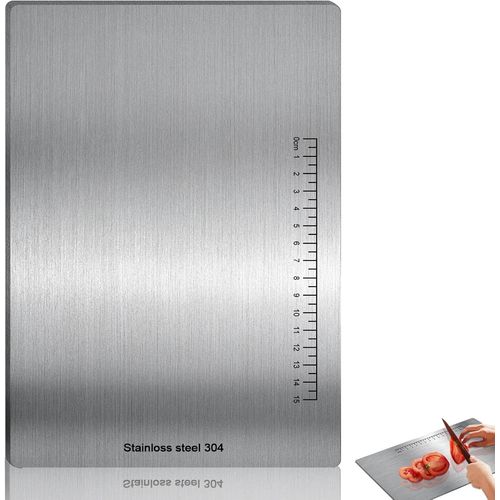 Kalanka-Planche À Découper Double Face En Acier Inoxydable 304: 1 Planche Antibactérienne, Hygiénique, Polyvalente Pour La Cuisine, Camping En Plein Air (29cm*20cm)