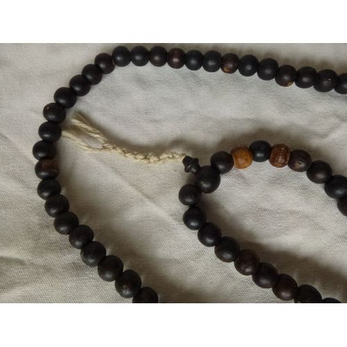 Collier Tibétain - Chapelet Moine Bouddhiste - Mala Indien Ancien En Bois - 45cm - 108 Perles