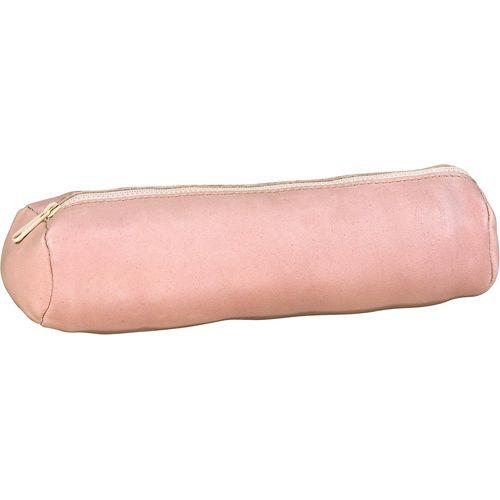 ERYI-Elba Fourre-Tout Rond 22X6Cm A Fermeture Eclair Cuir Teinte Rose Pa¢Le