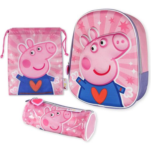 ERYI-Peppa Pig Sac A Dos Enfant 3D, Sac A Cordon, Trousses Pack De Cartable Fille Et Garcon 3 Ans, Cartable Maternelle Fille | Matériel Scolaire Enfant Pour L'École | Rentrée Scolaire