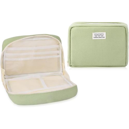 ERYI-Trousse Scolaire Pencil Case Ecole Etui À Crayonsgrande Capacité Sac À Maquillage Pour Adultesadolescents Pochette Organisateur De Stylo (Vert)