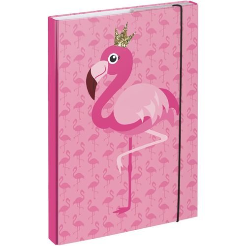 ERYI-Boîte De Classement Pour Cartable A4, Pour Enfants, Avec Élastique Et Rabat Intérieur, Boîte De Collection Avec Élastique, Pour Fille, Flamant Rose