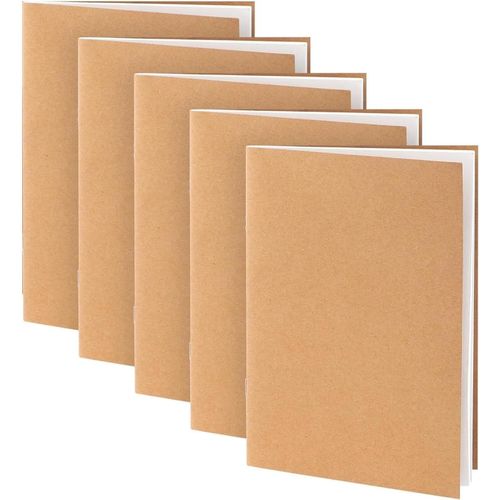 Eryi-5 Pcs Cahiers,Cahier Page Blanche A5 Kraft Couverture Notebook Carnet Dessin Bloc Notes Pour Bureau Agenda L'école L'écriture(Blanc 36 Feuilles)