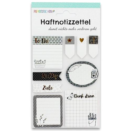 Eryi-Bullet Journal Sticky Notes - Noir Et Blanc - Lot De 2 - 9 Blocs Différents - Notes Adhésives - Vue D'ensemble De La Semaine - 1 Unité