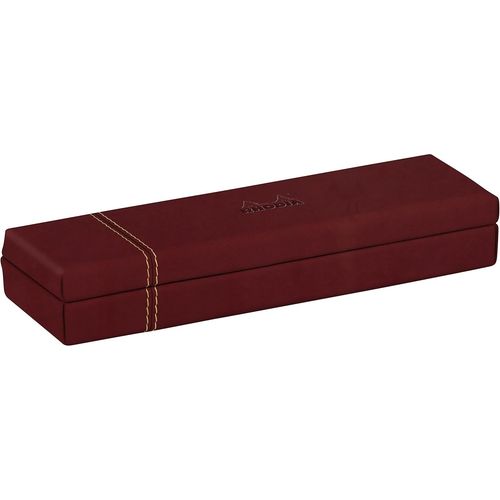 Eryi-194511c - Plumier Lie De Vin - 21 X 5,5 X 3 Cm - Piqûres Sellier Orange - Extérieur Simili Cuir-Collection Home Office Rama - Organisation De Bureau & Rangement Design
