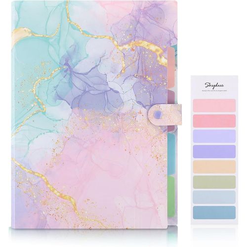 Eryi-Porte-Documents A4 Accordéon Avec 5 Poches Pour Maison, Bureau, Travail (Rose Marbre)