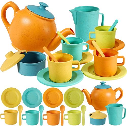 ERYI-Service À Thé Pour Enfants, Accessoire Cuisine Dînette Enfant Jouets En Plastique Cadeaux Pour Enfants Filles Garçons 3 4 5 Ans