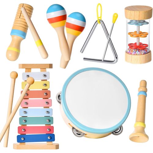 ERYI-Instrument De Musique Bebe, Jouet Bebe 1 An Percussion En Bois Montessori, Kit Musical Éducatif 7 En 1 Jeux, Cadeau Enfant Garçons Et Filles De 1 2 3 Ans