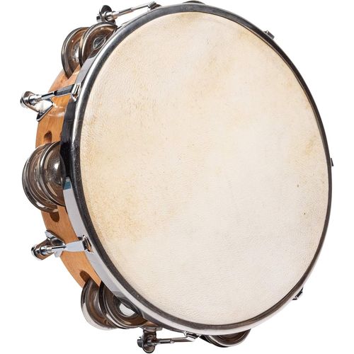 Eryi-- 3991 - Tambourin En Peau Naturelle Ø 20 Cm + 12 Cymbalettes - Authenticité Du Son Garantie - Dès 3 Ans