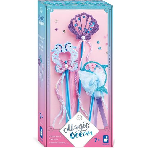 ERYI-- Magic Ocean - 3 Baguettes Sirène À Créer - Activité Manuelle Pour Enfant - Kit De Loisirs Créatifs - Avec Rubans,Perles Et Sequins - Univers De La Magie - Jeu Pour Enfant 3 Ans Et + - J09135