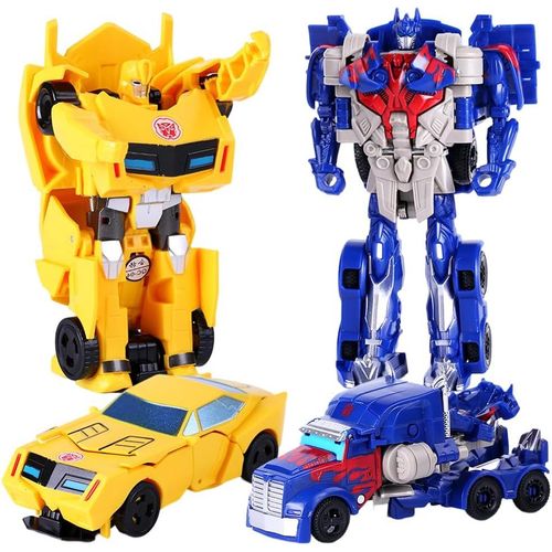 ERYI-2Pcs Transformation Jouets Toy, Figurines D'Action Bum-Blebee Jouets,Transforming Car Robot Toy 2 En 1, Robot De Voiture Déformé,Modèle Jouets Pour Les Enfants De Plus De 3 Ans
