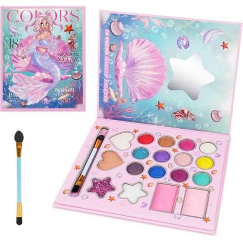 ERYI-Maquillage Enfant Jouet Filles, Kit De Coffret Maquillage Enfant, Lavable Maquillage Enfant Jouet Pour Fille, Sûr, Non Toxique, Maquillage Enfant Cadeau De Noël Anniversaire Jouet(18 Couleurs)