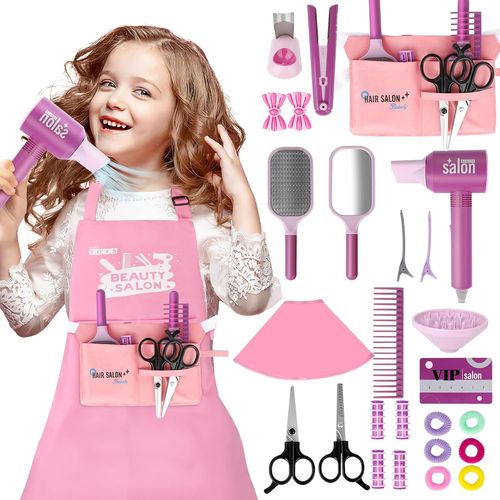 ERYI-Ensemble De Salon De Beauté Pour Filles,Jouets De Salon De Coiffure Pour Filles,Mode Jeu De Simulation De Coiffeur Avec Sèche-Cheveux,Pour 3 Ans Plus Enfants,Cadeau Pour Filles