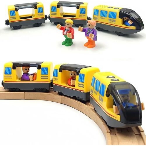 ERYI-Kit De Train D'Action À Piles Pour Rails De Chemin De Fer En Bois (Magnétique) - Compatible Avec Thomas La Locomotive, Kit De Train Brio Pour Les Enfants Âgés De 3, 4, 5 Ans (Sans Voie En Bois)