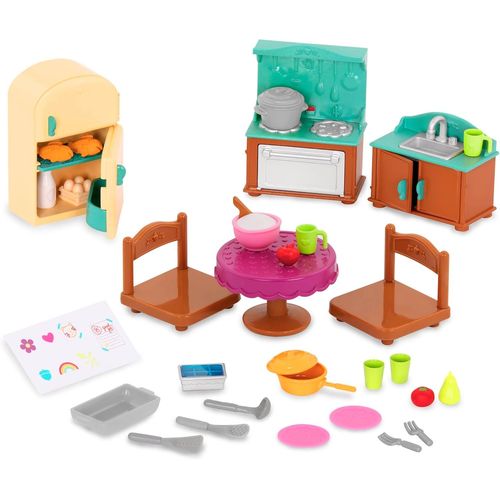 ERYI-6474Z Pl Country 30 Pièces Avec Mobilier, Nourriture Et Accessoires De Cuisine \U2013 Jouets Miniatures Et Jeux Pour Enfants À Partir De 3 Ans