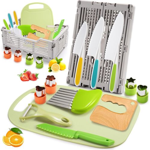 ERYI-Couteau Enfant, Kit Cuisine Jouet Enfant 2 3 4 5 6 Ans, Couteau Enfant Qui Ne Coupe Pas, Couteau Sécurité De Montessori Enfants Pour Couper Des Fruits Ou Légumes