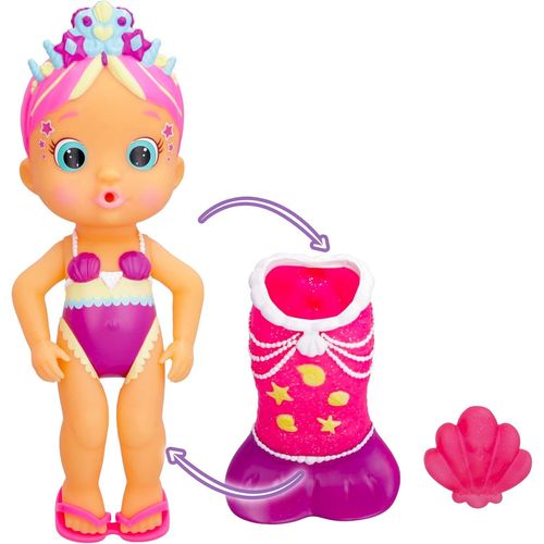 ERYI-Magic Tail Mermaids Millie Mermaid Poupée Avec Queue Brillante Amovible Et Son Ami De La Mer ; Gicle De L'Eau Et Souffle Des Bulles \U2013 Jouet De Bain Et Jeu Pour Garçons Et Filles