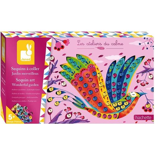 ERYI-- Coffret Sequins À Coller Jardin Merveilleux - Les Ateliers Du Calme - Kit Loisir Créatif Enfant - Apprentissage Motricité Fine Et Créativité - Dès 5 Ans, J07946, Colorés