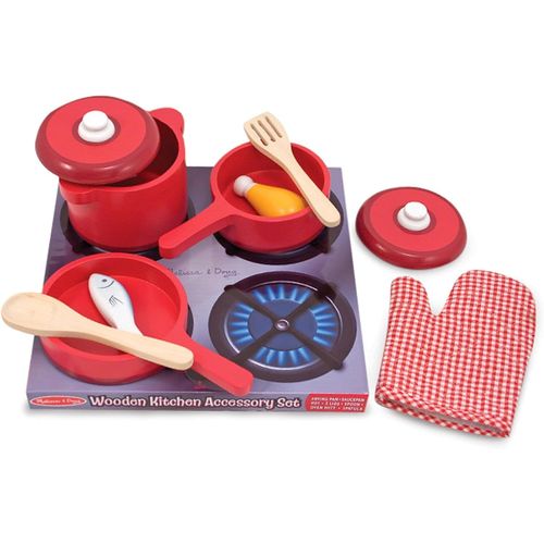 ERYI-Ensemble D¿Accessoires De Cuisine En Bois, 8 Pièces, Jouets En Bois, Jeu De Rôles, Jeux D'Imitation, Cadeau Pour Garçons Et Filles De 3 4 5 6 7 Ans