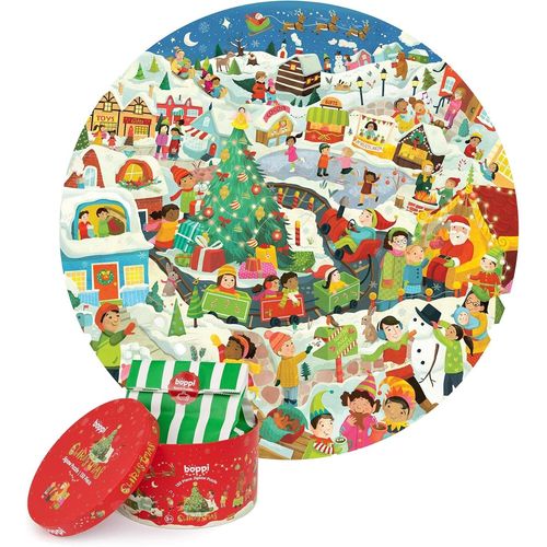 ERYI-Puzzle Rond De 150 Pièces En Carton 100 % Recyclé - Cadeaux De Noël Avec Boîte Pour Enfants De 5 Ans Et Plus - Noël