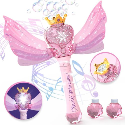 ERYI-Machine À Bulles Pour Enfants Avec Design De Baguette De Princesse, Fonctionne À Piles, Guirlandes Lumineuses, Musique & Lumières, Cadeaux Pour Garçons & Filles