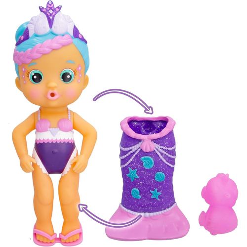 ERYI-Magic Tail Mermaids Nelly Mermaid Poupée Avec Queue Brillante Amovible Et Son Ami De La Mer ; Gicle De L'Eau Et Souffle Des Bulles \U2013 Jouet De Bain Et Jeu Pour Garçons Et Filles