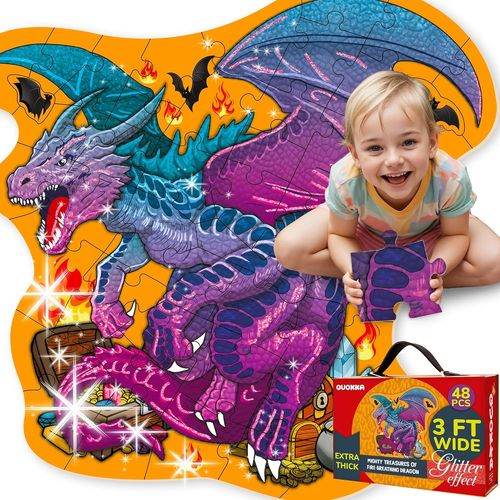 ERYI-Puzzles Géants Pour Enfants 3 4 Ans - 60X90 Cm Puzzle 48 Pièces Pour Enfants De 2 À 3 Ans - Jouets En Forme De Dragon À Partir De 3 À 4 Ans - Educatif Cadeau Pour Garçons Et Filles 4 5 6 Ans