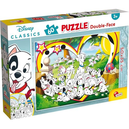 ERYI-Lisciani, Puzzle Pour Enfants À Partir De 4 Ans, 60 Pièces, 2 En 1 Double Face Recto / Verso Avec Le Dos À Colorier - Disney 101 Dalmatiens 86528
