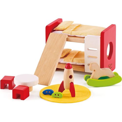 Eryi-Jouet - Ensemble Chambre Enfant Pour Maison De Poupée En Bois - Accessoires Chambre Enfant En Bois Lit Superposé - Jouet Pour Fille Et Garçon - Jeux Pour Enfant À Partir De 3 Ans -