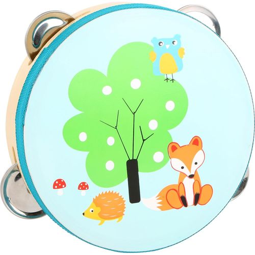 Eryi--10721 Tambourin Petit Renard En Bois, Instrument De Musique Adapté Aux Enfants Pour Développer Le Sens Du Rythme Jouet, 10721, Bleu Vert