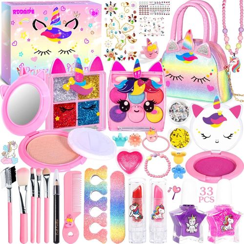 ERYI-Licorne Maquillage Enfant Fille,Malette Maquillage Fille,Coffret Maquillage Enfant,Hypoallergenique,Jouets De Maquillage Licorne Pour Fille Enfant De 3 4 5 6 7 8 9 10 Ans Anniversaire Cadeau