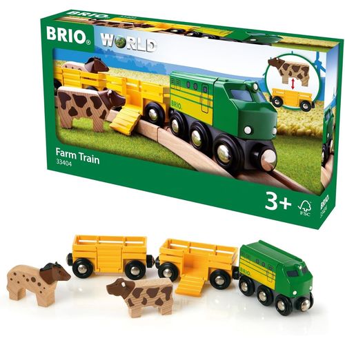 ERYI-World - 33404 - Train Des Animaux De La Ferme - Pour Circuit De Train En Bois - Inclus : 1 Vache Et 1 Cheval - Jouet Pour Garçons Et Filles Dès 3 Ans
