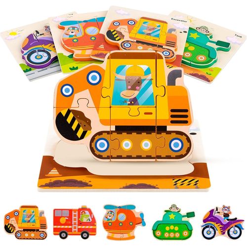 ERYI-5 Pcs Puzzles En Bois, Jeux Montessori Enfant 2, 3, 4 Ans, Puzzle De Transport Pour Enfants, Jeux Educatif Puzzle, Éducation Jouets Garçons Filles Cadeau Anniversaire