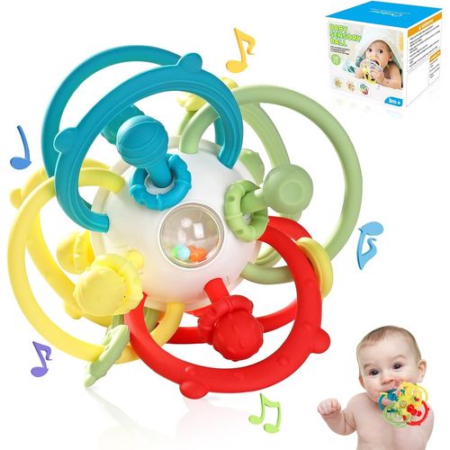ERYI-Jouet Anneau Dentition Bebe,Silicone Jouet Educatif Bebe 1 An,Hochet Bebe 0 3 6 Mois Jeux Montessori Eveil Bebe 0 6 12 Mois,Balle Sensorielle Bebe Eveil,Cadeau Naissance Fille Et Garçon,Vert