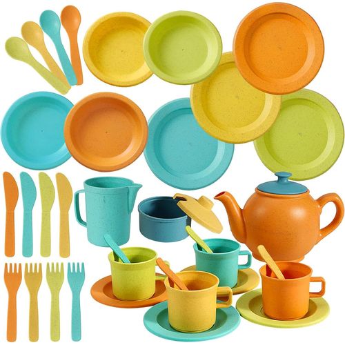 ERYI-Service À Thé Pour Enfants, Dînette Enfant Accessoire Jeux De Cuisine, Jouet De Cuisine Plastique Cadeaux Pour Enfants Filles 3 4 5 Ans
