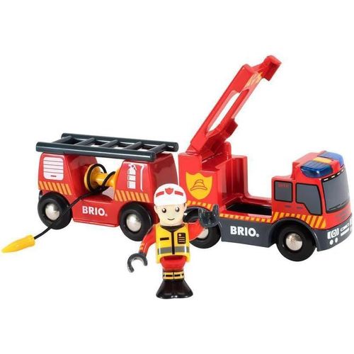 ERYI-World - 33811 - Camion De Pompiers Son Et Lumière - Piles Incluses - Pour Circuit De Train En Bois - Jouet Pour Garçons Et Filles À Partir De 3 Ans