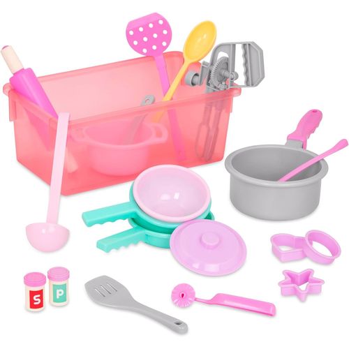 ERYI-Li'L Woodzeez Play Circle Accessoires De Cuisine Pour Enfants, Set De Vaisselle, Set De Casseroles, Cuisson - Jouets, Accessoires De Cuisine, Vaisselle De Jeu À Partir De 3 Ans (21 Pièces)