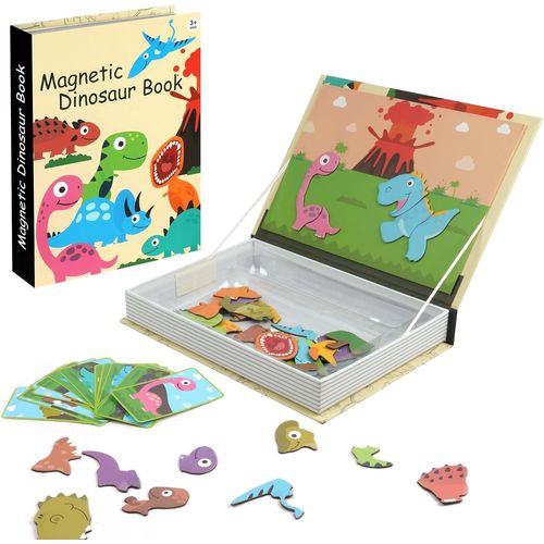 ERYI-Puzzles En Magnétique,Jouet Puzzle En Magnétique Pour Enfants,Tableau Double Face Aimanté, Jeu Éducatif Magnétique,Jeu De Puzzle Interactif Pour Fille Garçon 3 4 5 Ans(Dinosaure)