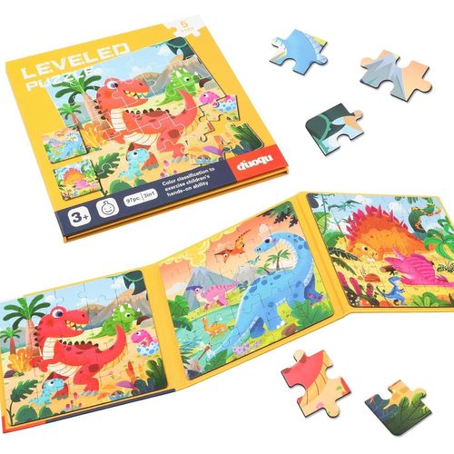 ERYI-Puzzles En Magnétique,Jouet Puzzle En Magnétique Pour Enfants,Livres Pliants,Puzzles En Magnétique Jeu Éducatif Magnétique,Jeu De Puzzle Interactif Pour Fille Garçon 3 4 5 Ans(Dinosaure)