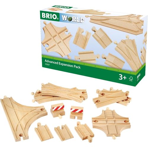 ERYI-World - 33307 - Coffret Evolution Avance 11 Rails - Accessoire Pour Circuit De Train En Bois - Assortiment De Rails - Inclus : Aiguillages Atypiques - Jouet Pour Garçons Et Filles Dès 3 Ans