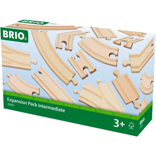 ERYI-World - 33402 - Coffret Evolution Intermédiaire 16 Rails - Accessoire Pour Circuit De Train En Bois - Assortiment De Rails - Jouet Mixte À Partir De 3 Ans