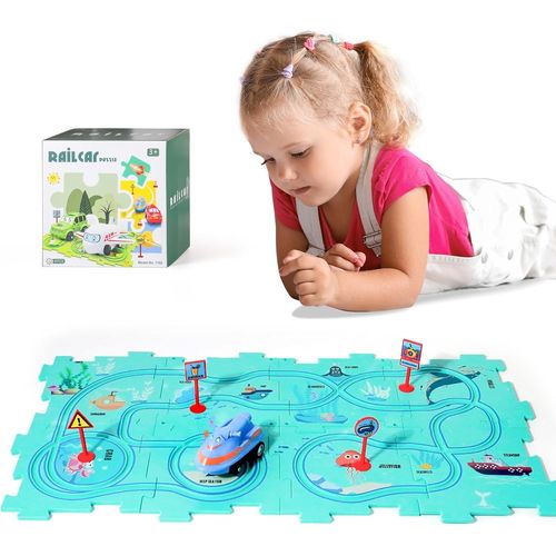 ERYI-Plastique Jouet De Puzzle Piste Pour Enfants 3 4 5 6 Ans Diy Piste De Puzzle Avec Course Rail Voiture Pour Tout-Petits Circuits Voiture Électriques Montessori Jouets Pour 3-6 Garçons Filles